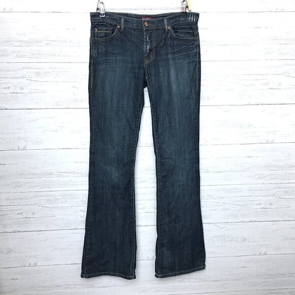 David Kahn Women's Jeans Flare Leg Distressed Low Rise Size 28 Length 35" - Picture 1 of 10